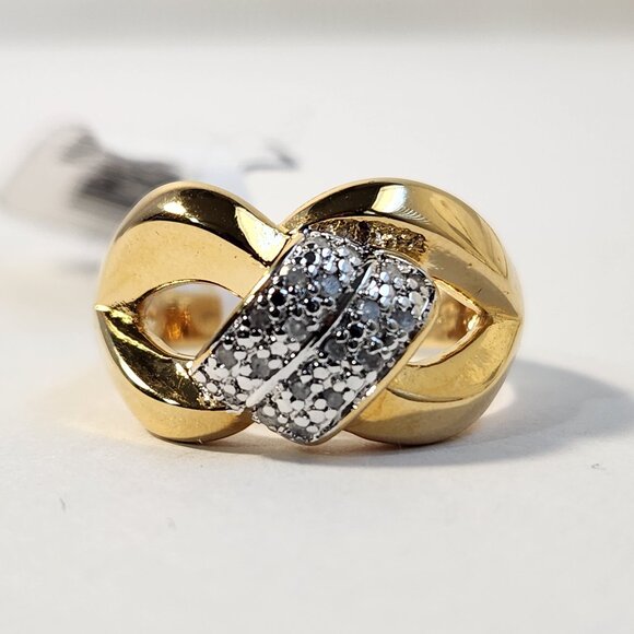 VTG NWT 5.46g .10ctw Diamond Round Baguette Style 18K Yellow Gold Over Ring Sz 7 - Picture 2 of 10